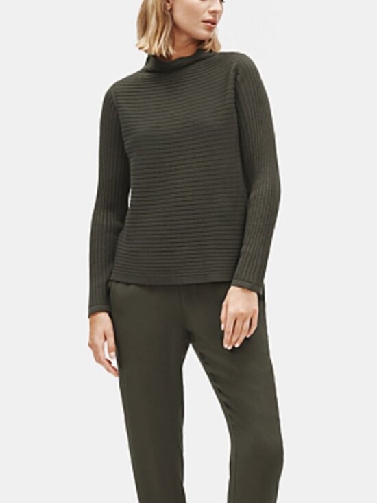 Eileen Fisher Sweaters - EILEEN FISHER | Ribbed Merino Wool Funnel Neck Sweater | "Woodland" | Size S